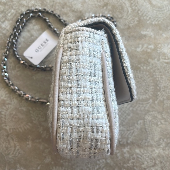 Brand New Guess White Tweed Chain Cessily Mini Crossbody Purse Shoulder Bag - Picture 8 of 15